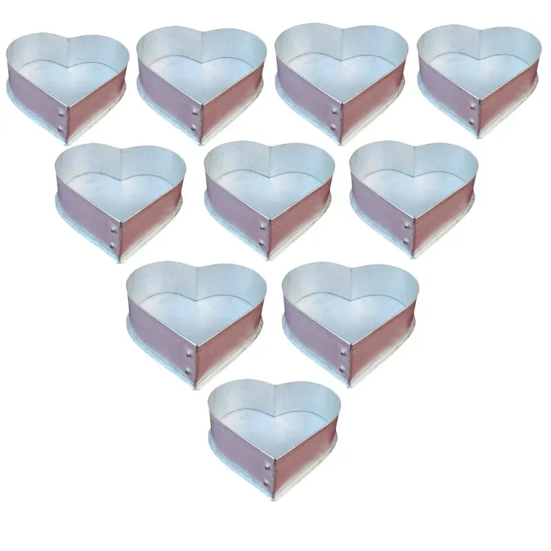 Heavy Duty Aluminum (Pack of 10) 5 Inch Heart Shape Cake Mould with 600 gram Capacity