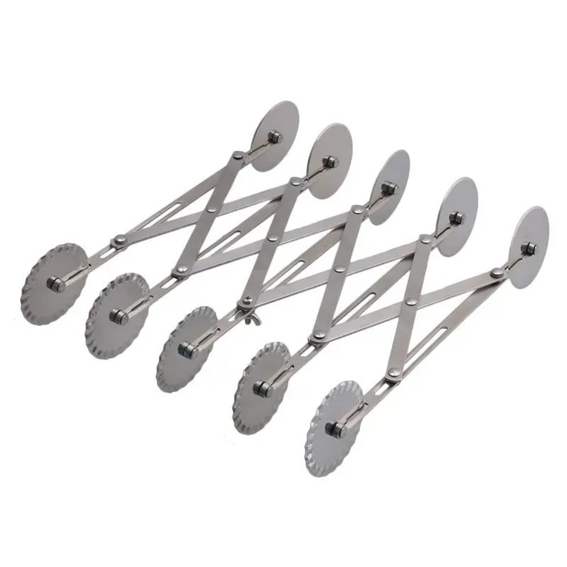 Stainless Steel Expandable 10 Wheel Pastry Cutter for Pastry, Pizza, Pasta, Cakes & Cookies (Double Side 5 Wheel)