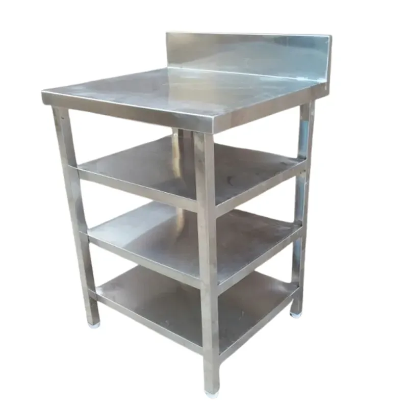 24 x 24 x 34 Inch Stainless Steel Table with 4 Shelf and 4 Inch Backsplash
