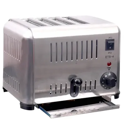 Malabar Commercial Bread Toaster 4 Slice Auto Pop Up, High Grade Stainless Steel Body