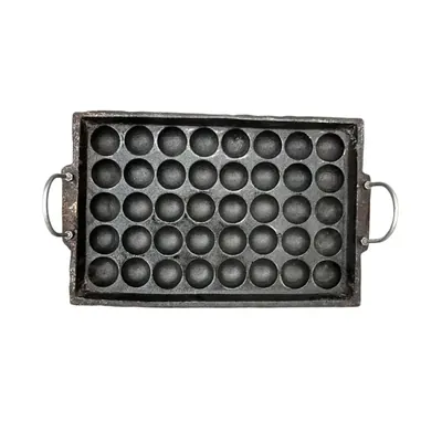 aarogyam 40 Pits Cast Iron Rectangular Paniyaram Pan Pre Seasoned Rough Finish