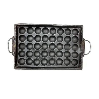 aarogyam 40 Pits Table Top Burner Paniyaram Cooking Set Cast Iron 5 x 8 Pattern Cavities Lid