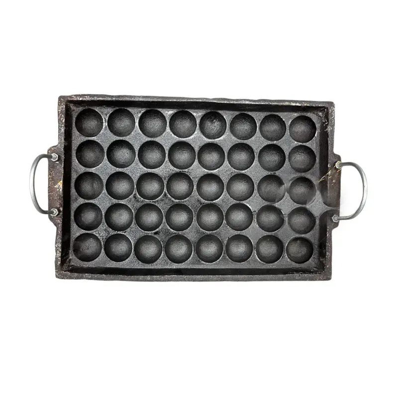 aarogyam 40 Pits Table Top Burner Paniyaram Cooking Set Cast Iron 5 x 8 Pattern Cavities Lid