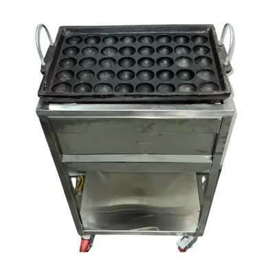 aarogyam 40 Pits Long Burner Paniyaram Cooking Set Cast Iron 5 x 8 Pattern Cavities Lid