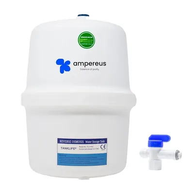 AMPEREUS Reverse Osmosis Water Pressure Storage Tank (4 Gallon) with 1/4 Inch Valve Port for Under-Sink RO Purifiers