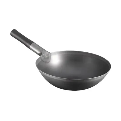 40 cm Mild Steel Chinese Wok with Heat-Resistant Bakelite Rubber Handle for Stir-Frying