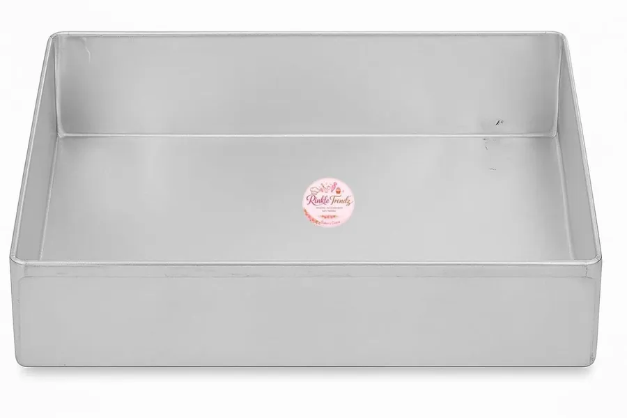 RINKLE TRENDZ Aluminium Rectangle Cake Mould, Cake Tray, 8 x 10 x 2 Inch for Bakery Use
