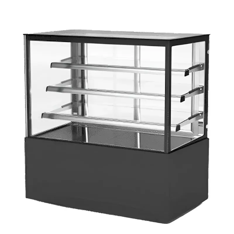 Elanpro EDC 1202F3 Stainless Steel Refrigerated Cake Showcase, Flat Glass