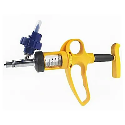 Reusable Livestock Vaccination Gun with 10 ml Adjustable Dose Veterinary Syringe for Poultry, Pigs, Sheep, Dogs & Goats