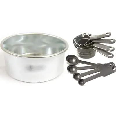 5 Inch Aluminum Round Cake Mould Pan with Measuring Cups and Spoons