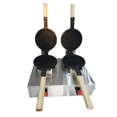 High Volume Gas Operated Double Top Stainless Steel 2 in 1 Round Stick Waffle Maker Machine For Cafe