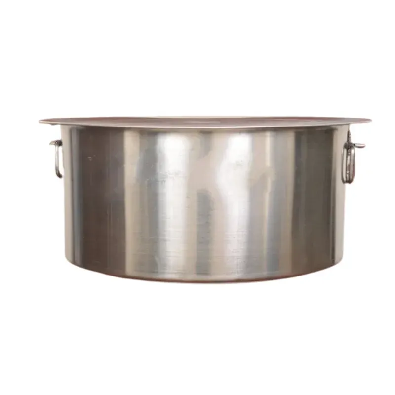 Premium Surti Round Stainless Steel Tope with Handle, 3 mm Thickness, Commercial Cooking Pot (Size No.48)