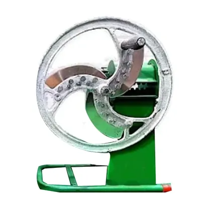 Tabletop Manual 3 SS Blades Chota Tokka Saag Cutter Machine with Pipe Type Stand for Fresh and Dry Leaves