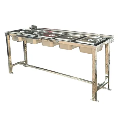 64 x 17 Inch Food Counter with 5 Pan Capacity for Restaurants, Food stalls, Buffets, and Catering setups