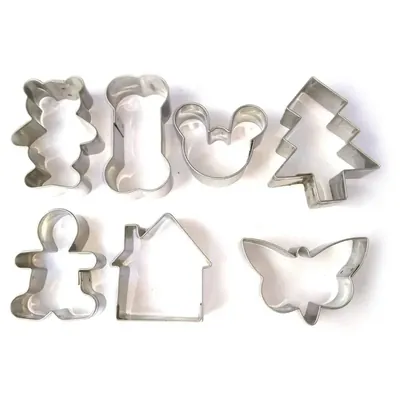 Stainless Steel Set of 7 Mixed Shape Cookie Cutter for Cake Decoration, Fruit/Food Cutting and Clay Craft