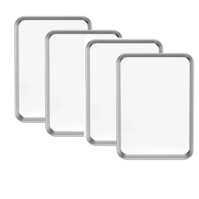 Stainless Steel (Pack of 4) 12 x 9 Inch Shallow Tray For Catering Service
