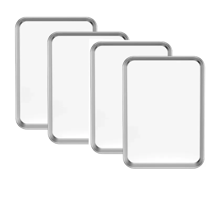 Stainless Steel (Pack of 4) 12 x 9 Inch Shallow Tray For Catering Service
