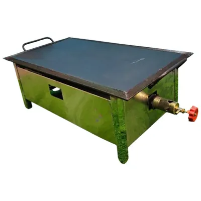 Single Burner Dosa Bhatti, With Cast Iron 5 mm Thick Tawa .Size 12 x 15 Inch, SS Body