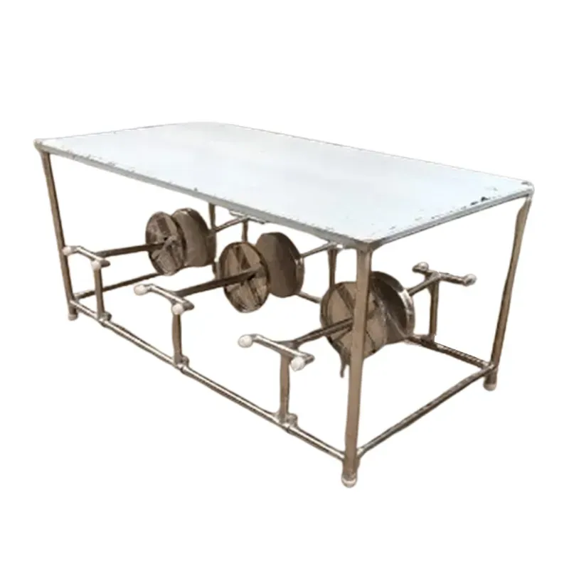 6 Seater Canteen Table Stool Set, With Stainless Steel Body For Cafeterias, Hospitals, or Industrial mess halls