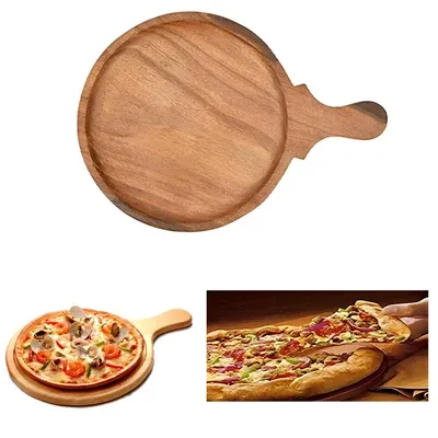 Wooden Round Shape 10 Inch Pizza Serving Bat (Pack of 2)