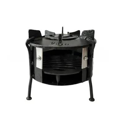 aarogyam URJA Black 10.5-Inch Diameter Natural Draft Smokeless Wood Burning Chulha for Cooking
