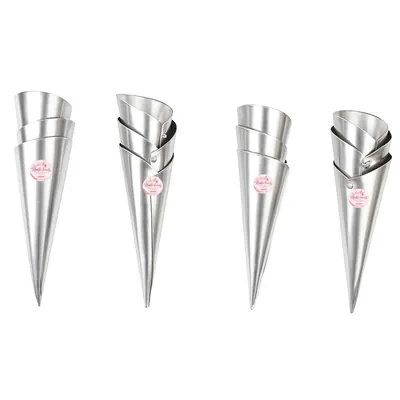 Rinkle Trendz 12pcs Aluminum Conical Spiral Baking Cone Set 11 x 4 cm for Cannoli, Cream Horns and Pastries