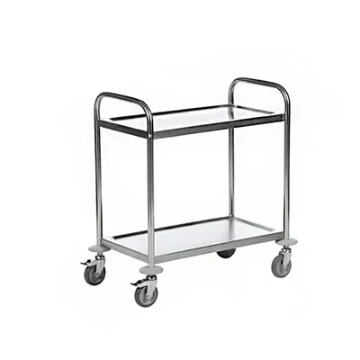 SS 80 x 45 x 85 cm 2-Tier Polished Square Tube Kitchen Trolley Cart for Hotel & Restaurant Supplies