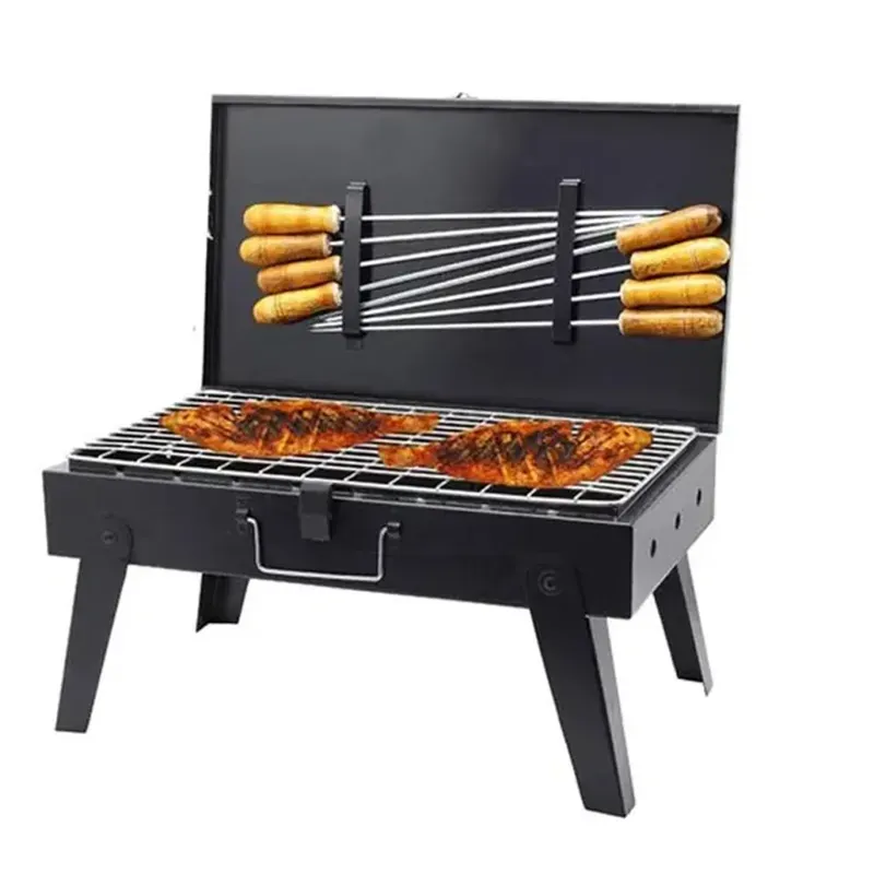 STARCAVE 52 cm Big Briefcase Charcoal Barbeque Grill with 8 Skewers