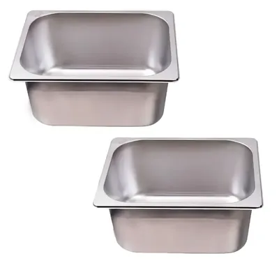 Malabar 12 L Capacity Stainless Steel 1/2 200 mm Depth GN Pan 32 cm diameter (Pack of 2)