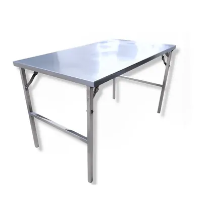 Lifetime Heavy Duty 46 x 27 x 28 Inch Stainless Steel Rectangle Folding Table for Multipurpose Uses (Glossy, Pre-assembled)