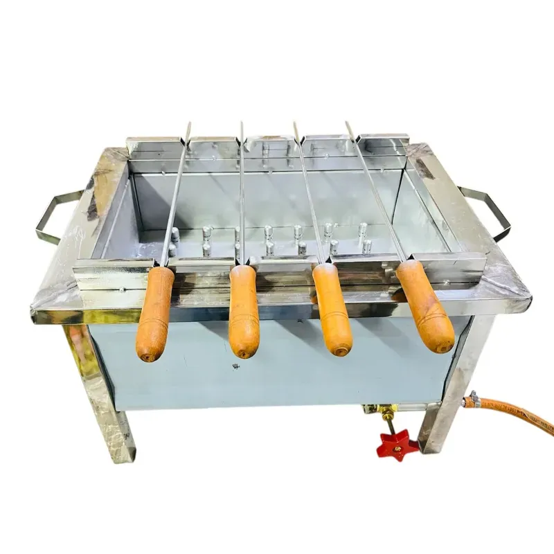 SS 13 x 18 x 12 Inch Gas Operated BBQ Grill with 4 Skewers
