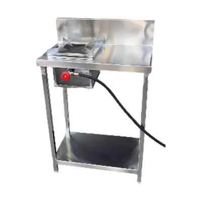 SS 15 x 36 Inch Stand Type Super Bottom Burner Single Gas Bhatti With 8 Inch Backsplash