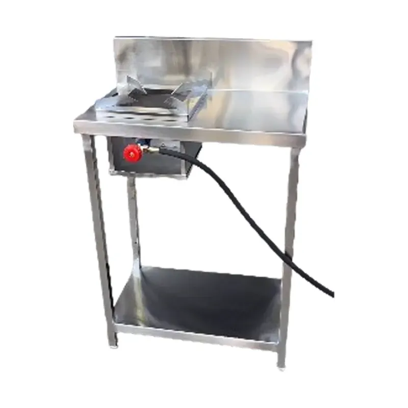 SS 15 x 36 Inch Stand Type Super Bottom Burner Single Gas Bhatti With 8 Inch Backsplash