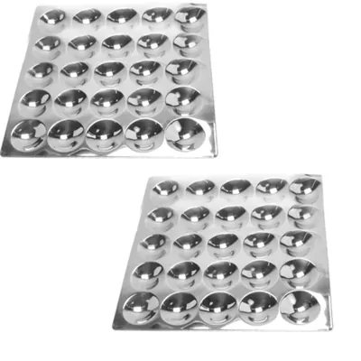 12 x 12 Inch 25 Cavity Button Idli Tray, Stainless Steel 304 (Pack of 2)