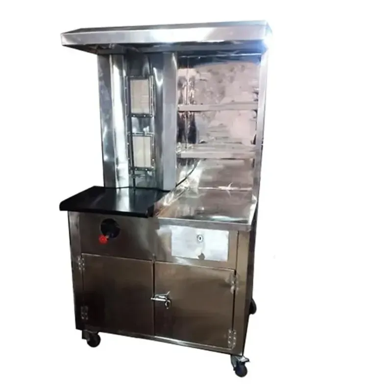Commercial 35-45 kg SS Cabinet Type Gas Operated Shawarma Machine With Tawa