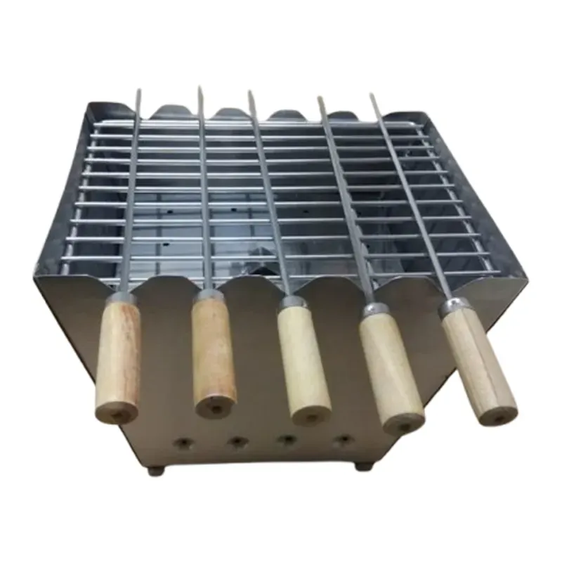 SS 31 x 22 x 20 cm Mini Charcoal Operated BBQ Grill with 5 Skewers