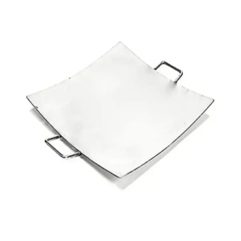 Mira Steels Steel Commercial SS Square Tawa Platter of 5 mm Thickness For Catering Purpose (Size-32 Inch Dia.)