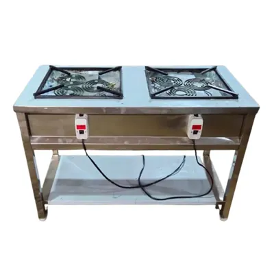 Heavy Duty Stainless Steel Stand Type Double Electric Hot Plate with 3+3 Heating Coils of 2200 W