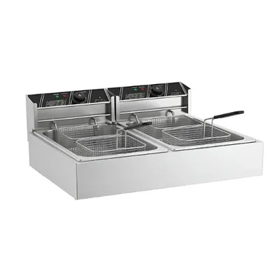 Commercial 12+12 L Double Tank Stainless Steel Electric Deep Fryer for Restaurants & Fast Food
