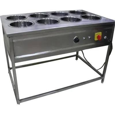 Commercial Grade 8 Pot Electric Bain Marie 32 Litre Capacity, 4 kW Power and Stainless Steel Body