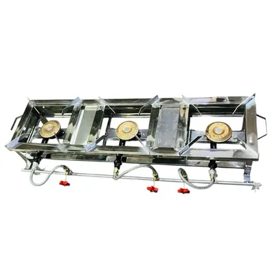12 x 44 x 10 Inch Stainless Steel 3 Burner Gas Bhatti