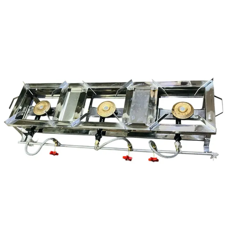12 x 44 x 10 Inch Stainless Steel 3 Burner Gas Bhatti