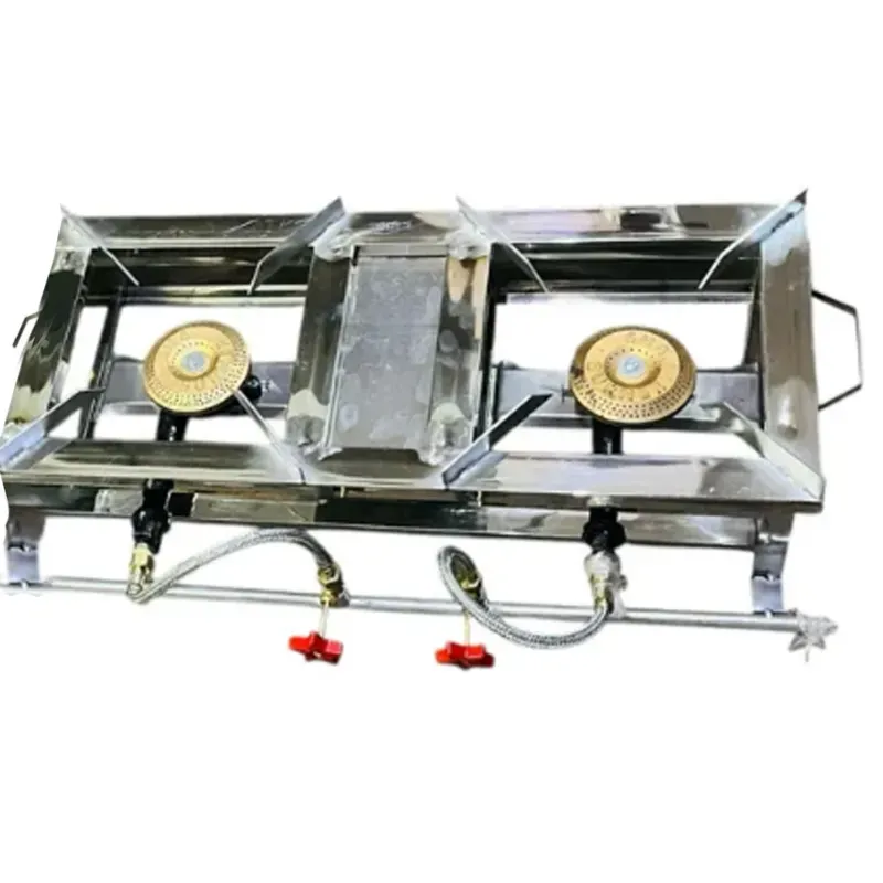 High Flame 12 x 44 Inch Stainless Steel 2 Burner Gas Bhatti, Table Top Heavy Duty Model