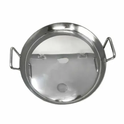 Mira Steels Steel 22 Inch Flat Ghevar Kadai 3 mm Thick Kitchenware with Stainless Steel Body