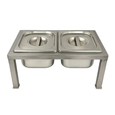 SS 2 Pot, 100 mm 4 Inch Depth 1/6 Gastronorm Food Pan With Lid and Stand