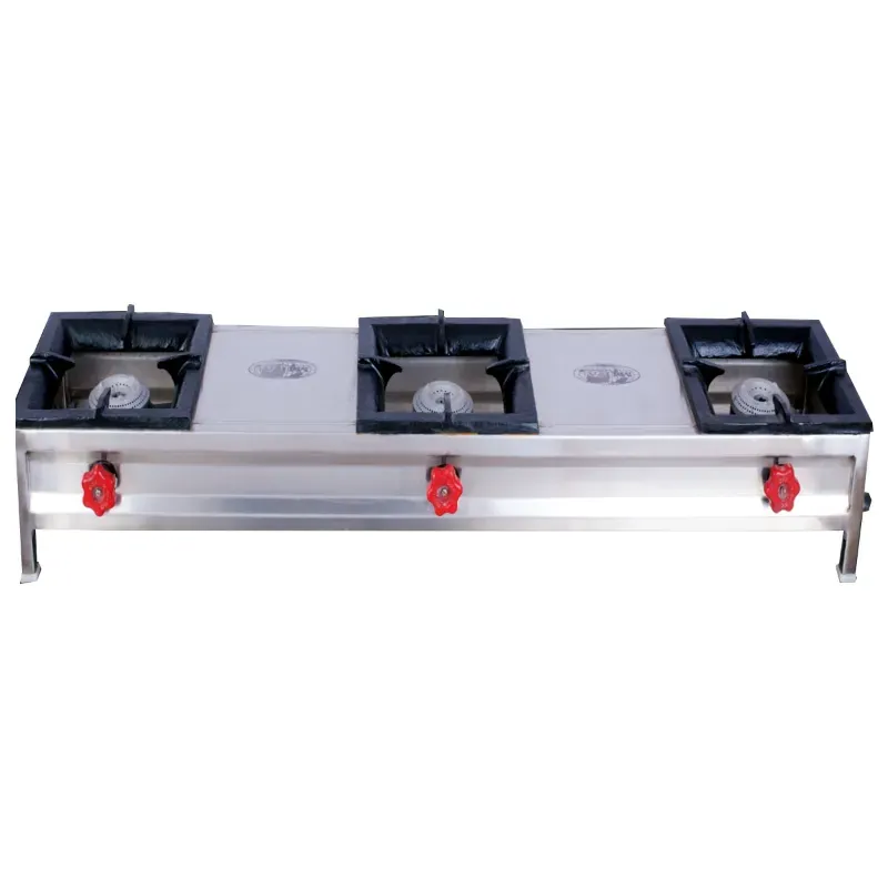 Mira Steels Triple Burner Stainless Steel 304 (48*10*8) For Kitchens, Catering, Food Stalls/Trucks
