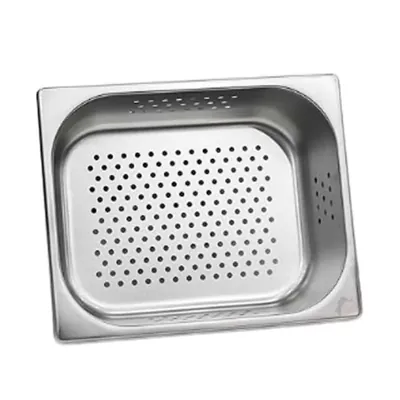 Malabar Stainless Steel Perforated Gn Pan 6 mm Hole Pan, Perforated Gastronorm Pan (1/2 100 mm) (Pack of 2)