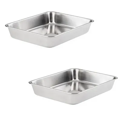 Premium 9.5 x 7.5 x 1.75 Inch Rectangle Baking Tray With Stainless Steel Body (Pack-Pack of 2)