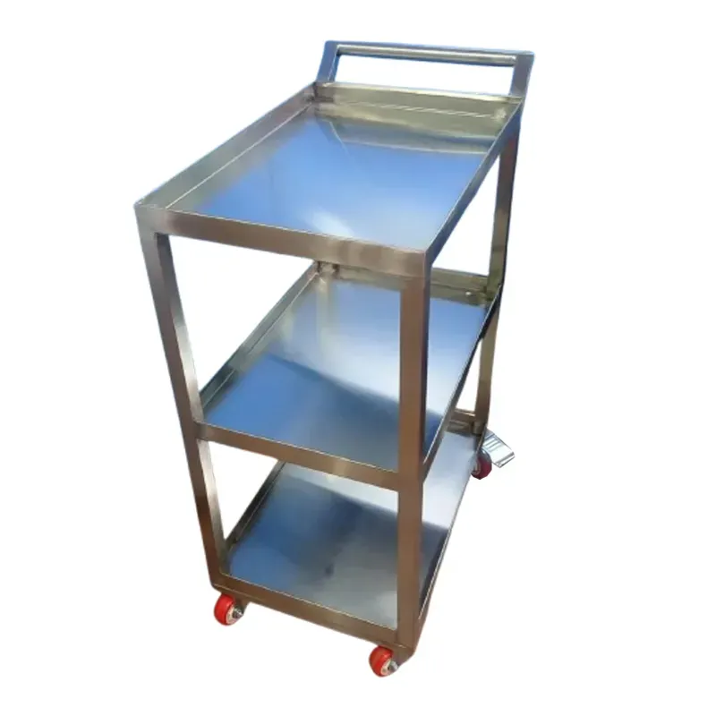 Stainless Steel 30 x 24 x 34 Inch Utility Food Service Trolley With 3 Shelves
