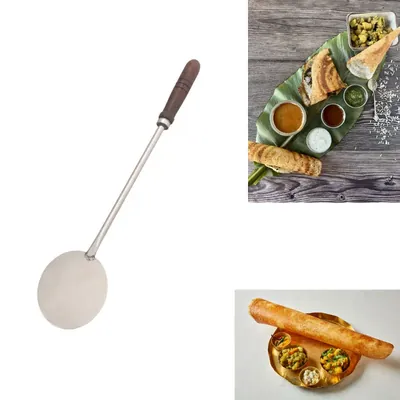 Malabar Stainless Steel Spatula with Wooden Handle (Turner, Chattugam, Palta for Dosa, Roti, Omlette, Paratha)(Size-Small)